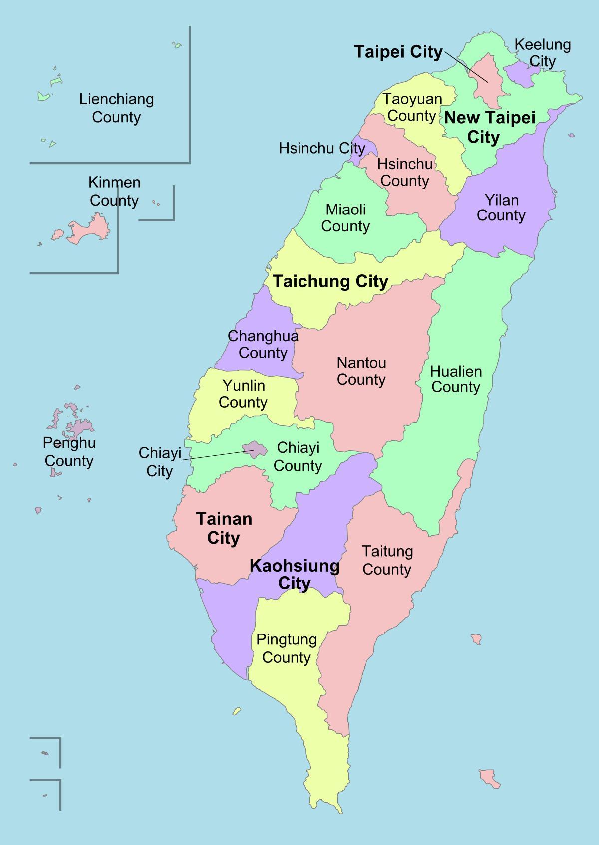 Zemljevid Tajvan okrožno 