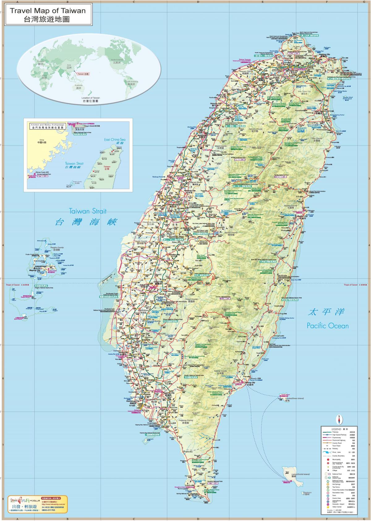 zemljevid Tajvan turističnih znamenitosti.