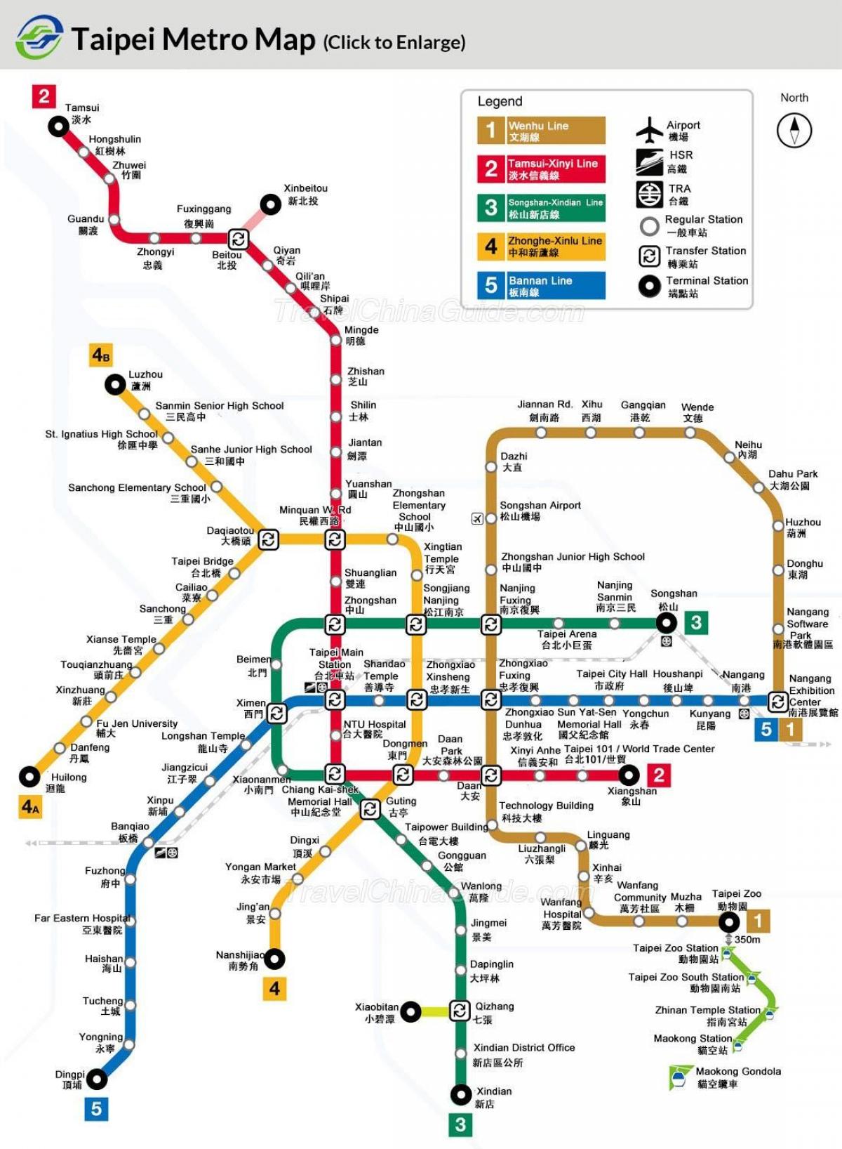 Zemljevid Tajvan podzemne železnice