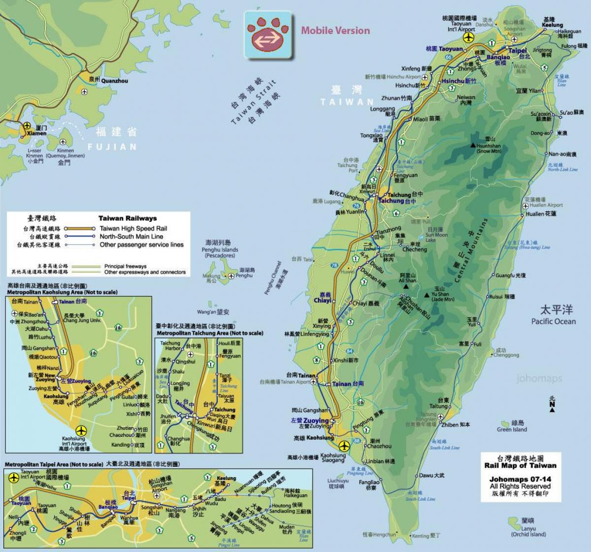 železniške postaje zemljevid Tajvan