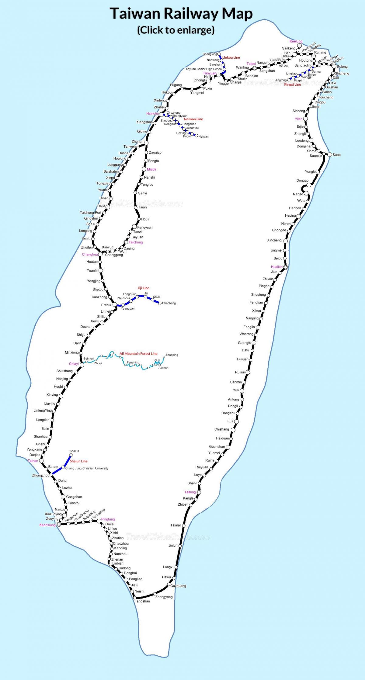 železniški zemljevid Tajvan