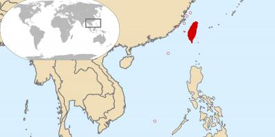Svetovni zemljevid, ki prikazuje Tajvan